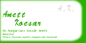 anett kocsar business card