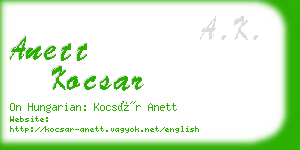 anett kocsar business card